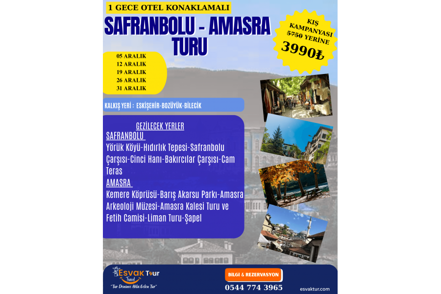 Rüya Gibi Batı Karadeniz Turu 1 Gece Konaklamalı Safranbolu-Amasra